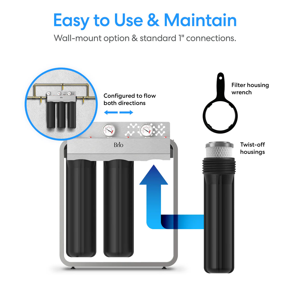 Brio 3-Stage Whole House Filtration System - 20" Multi-Purpose